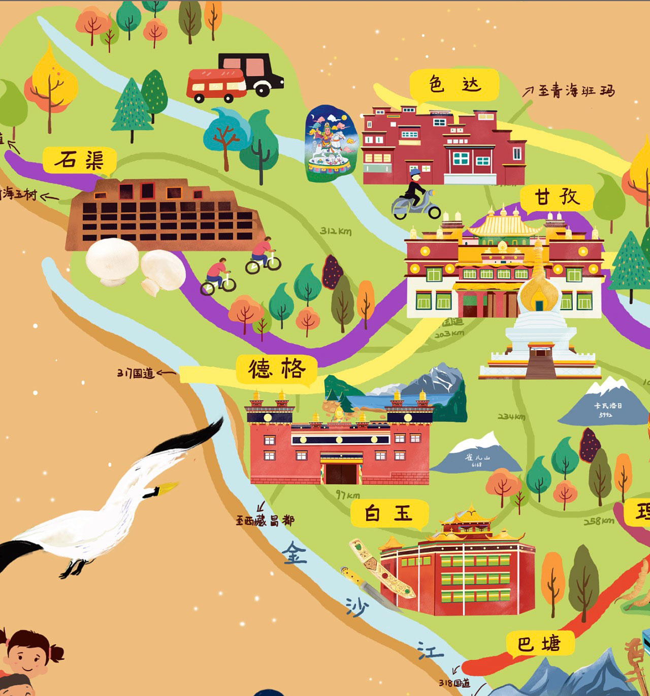 东西湖手绘地图景区的文化宝库
